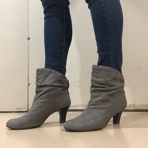 Grey suede ankle boots